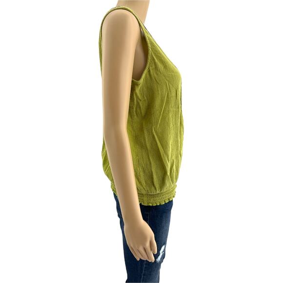 St. John’s Bay (L) Green Sleeveless Beaded Boho Peasant Blouse Top - Picture 3 of 5